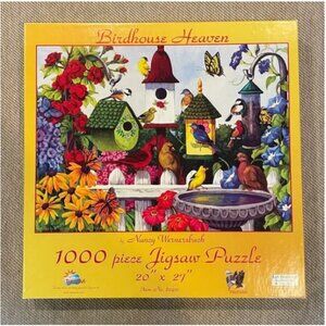 SunsOut Birdhouse Heaven by Nancy Wernersbach Flowers Birds 1000 piece puzzle